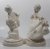 Vintage Holland Molds Colonial Man and Woman 7 1/2" Tall Ceramic Figurine Set of 2