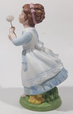 Vintage 1982 Avon Wishful Thoughts Girl Blowing Dandelion Flower 6" Tall Hand Painted Porcelain Figurine