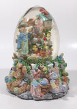 Easter Bunny Rabbit 6" Tall Resin Wind Up Musical Snow Globe