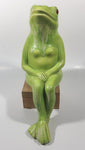 Poppy Pot Green Sitting Frog Shaped 10" Tall Ceramic Figurine