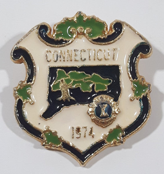 Vintage 1974 Lions Club Connecticut 1 3/8" x 2" Enamel Metal Lapel Pin