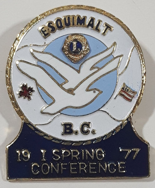 Vintage 1977 Lions Club Esquimalt BC 19 I Spring Conference 1 x 1 1/4" Enamel Metal Lapel Pin