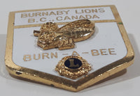 Vintage Lions Club Burnaby B.C. Canada Burn-A-Bee 1 1/8" x 1 1/2" Enamel Metal Lapel Pin