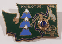 Vintage Lions Club Kahlotus, Washington Lower Monumental Dam State Shaped 7/8" x 1 3/8" Enamel Metal Lapel Pin