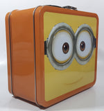 2013 Despicable Me 2 Minions Themed Orange Embossed Tin Metal Lunch Box Container