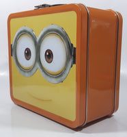 2013 Despicable Me 2 Minions Themed Orange Embossed Tin Metal Lunch Box Container