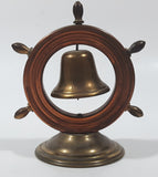 Vintage Copper Captain's Ship Wheel with Brass Bell and Base 4 1/2" Tall