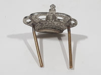 Vintage British Military Small 7/8" x 7/8" Silver Tone Crown Hat Cap Shoulder Badge Insignia