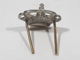 Vintage British Military Small 7/8" x 7/8" Silver Tone Crown Hat Cap Shoulder Badge Insignia