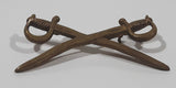 Vintage German Military Mountain Troops Crossed Swords 3/4" x 1 3/4" Brass Hat Cap Shoulder Badge Insignia