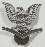 Vintage US Navy Petty Officer Third Class 1 1/4" x 1 1/4" Silver Tone Metal Military Hat Cap Shoulder Badge Insignia Pin