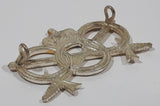 Vintage Belgium Army Three Ring Crossed Sword and Crown Military Sports Badge 1 3/8" x 2" Enamel Metal Hat Cap Shoulder Badge Insignia