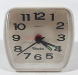 Vintage Westclox Battery Operated 3" White Plastic Nightstand Alarm Clock with Glow in The Dark Hands