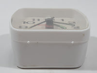 Vintage Westclox Battery Operated 3" White Plastic Nightstand Alarm Clock with Glow in The Dark Hands