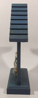 White Goose Birds with Blue Bows Flower Themed Blue House Building Shaped Wood Mantle Clock 9 1/4" Tall