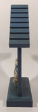 White Goose Birds with Blue Bows Flower Themed Blue House Building Shaped Wood Mantle Clock 9 1/4" Tall