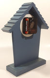 White Goose Birds with Blue Bows Flower Themed Blue House Building Shaped Wood Mantle Clock 9 1/4" Tall