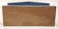 White Goose Birds with Blue Bows Flower Themed Blue House Building Shaped Wood Mantle Clock 9 1/4" Tall