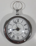 Quartz Pocket Watch Shaped Large 5 3/4" Tall Chrome Table Clock