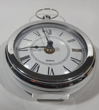 Quartz Pocket Watch Shaped Large 5 3/4" Tall Chrome Table Clock