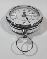 Quartz Pocket Watch Shaped Large 5 3/4" Tall Chrome Table Clock