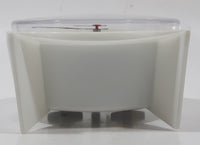 Vintage Cosmo White Plastic 4 1/2" Tall Wind Up Alarm Clock with Glow In The Dark Hands