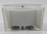 Vintage Cosmo White Plastic 4 1/2" Tall Wind Up Alarm Clock with Glow In The Dark Hands