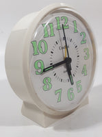 Vintage Cardinal White Plastic 5 1/4" Tall Alarm Clock with Glow In The Dark Hands and Numbers