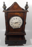 Cathedral Style 15 3/8" Tall Wood Cased Mantle Clock with Drawer