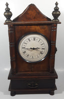 Cathedral Style 15 3/8" Tall Wood Cased Mantle Clock with Drawer