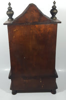 Cathedral Style 15 3/8" Tall Wood Cased Mantle Clock with Drawer