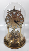 Vintage Kieninger 9" Tall Glass Dome Brass Anniversary Clock Battery Operated