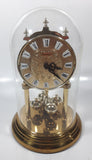 Vintage Kieninger 9" Tall Glass Dome Brass Anniversary Clock Battery Operated