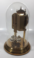 Vintage Kieninger 9" Tall Glass Dome Brass Anniversary Clock Battery Operated