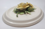 Vintage Fable Loraleigh Shearing Yellow Flowers and Green Leaves 6 1/4" x 8" Ceramic Wall Plaque