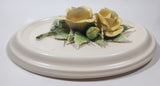Vintage Fable Loraleigh Shearing Yellow Flowers and Green Leaves 6 1/4" x 8" Ceramic Wall Plaque