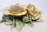 Vintage Fable Loraleigh Shearing Yellow Flowers and Green Leaves 6 1/4" x 8" Ceramic Wall Plaque