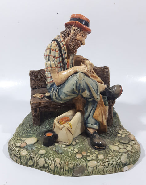 Vintage 1973 Naturecraft "Solitude" Man On A Bench No. 836 Hand Painted Stoneware Sculpture