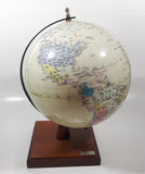 Chinese English Bilingual 8" World Globe Earth 11 1/2" Tall on Wood Base