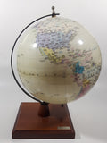 Chinese English Bilingual 8" World Globe Earth 11 1/2" Tall on Wood Base