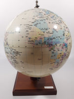 Chinese English Bilingual 8" World Globe Earth 11 1/2" Tall on Wood Base