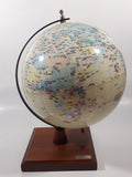 Chinese English Bilingual 8" World Globe Earth 11 1/2" Tall on Wood Base