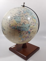Chinese English Bilingual 8" World Globe Earth 11 1/2" Tall on Wood Base