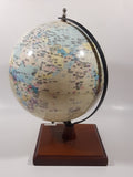 Chinese English Bilingual 8" World Globe Earth 11 1/2" Tall on Wood Base