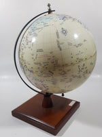 Chinese English Bilingual 8" World Globe Earth 11 1/2" Tall on Wood Base