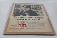 Vintage May 23, 1959 Maclean's Magazine 10 3/8" x 13 3/4" White Rose Gasoline Service Station "The man who knows -sells White Rose" Print Ad On Board Sealed in Plastic