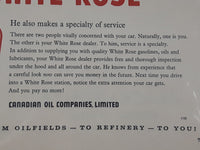 Vintage May 23, 1959 Maclean's Magazine 10 3/8" x 13 3/4" White Rose Gasoline Service Station "The man who knows -sells White Rose" Print Ad On Board Sealed in Plastic