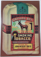 Vintage Orphan Boy Smoking Tobacco Fine Carolina Made By John Weisert Tob, Co. St. Louis, Mo. 12 1/4" x 17 1/4" Tin Metal Sign