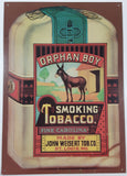 Vintage Orphan Boy Smoking Tobacco Fine Carolina Made By John Weisert Tob, Co. St. Louis, Mo. 12 1/4" x 17 1/4" Tin Metal Sign