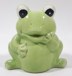 Curved Back Green Frog 5" Tall Ceramic Pottery Figurine